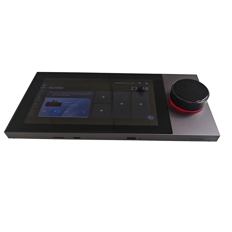A99E-Tuya Smart Home Control Panel 7 Inch Android 8.1 With Rotary Button Zigbee Hub Wifi Wall Amplifier,For Alexa Voice