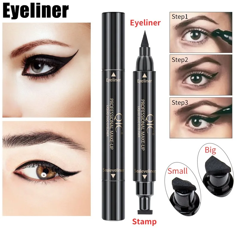 Easy Wing Eyeliner Stempel Pen met Vloeibare Liner Dual Tip Beginnersvriendelijk Waterdicht Smudge Proof Stempelen Eyeliner Make-up 2Size