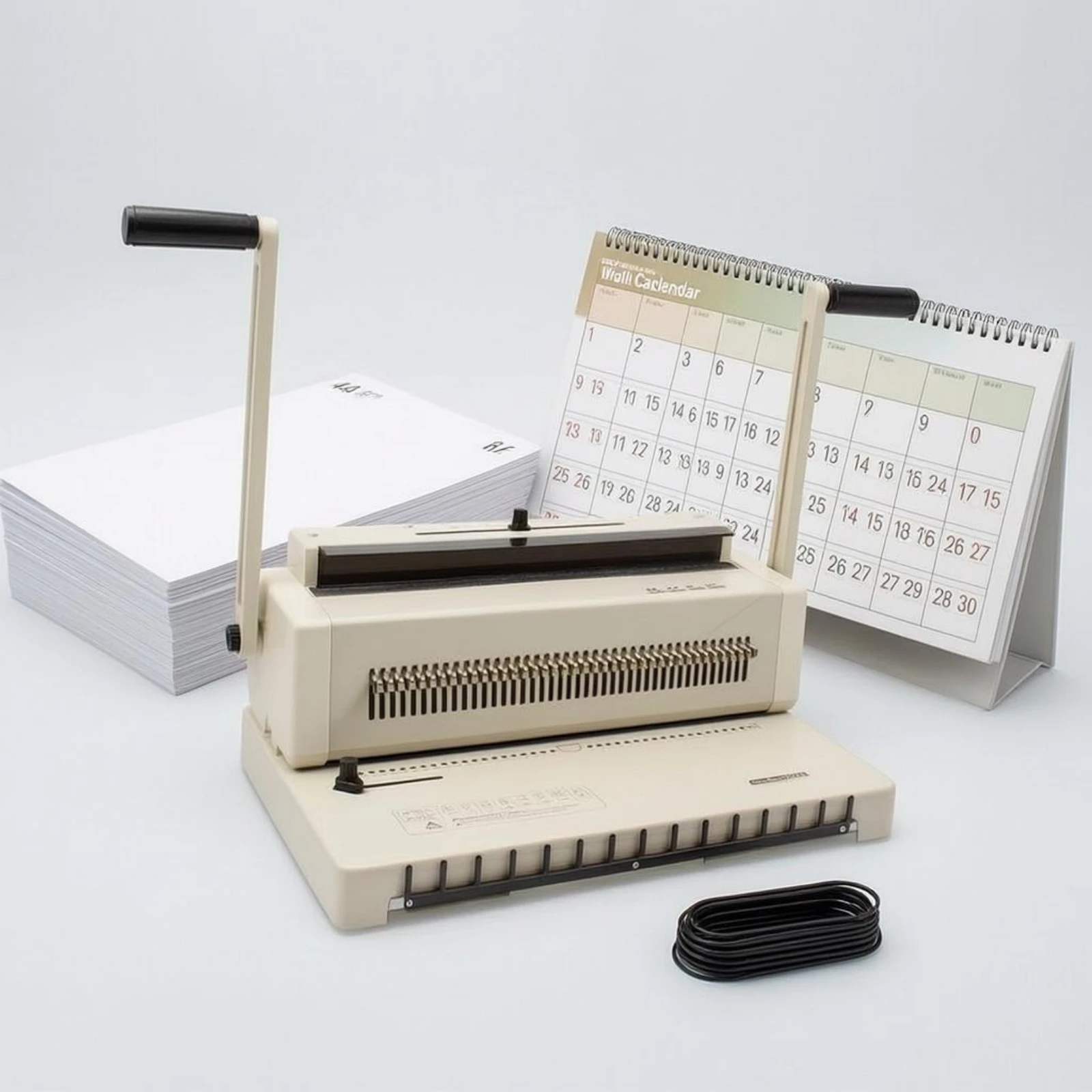 Hanging Calendar Binding Machine Metal Body Calendar Punching Machine Beige Manual Handles view 5