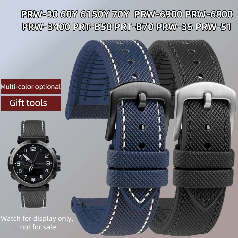 

23mm Rubber strap Bracelet PRW-30/31/35/51 60Y 6150Y 7OY PRW-6900 PRW-6800/3400 PRT-B50/B70 men's watch band for Casio PROTREK