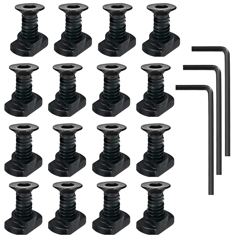 16 Pack M 4 T-Nut Metric Camming Screw Replacement Sets Compatible with Standard Rail Systems, with Thread Screws