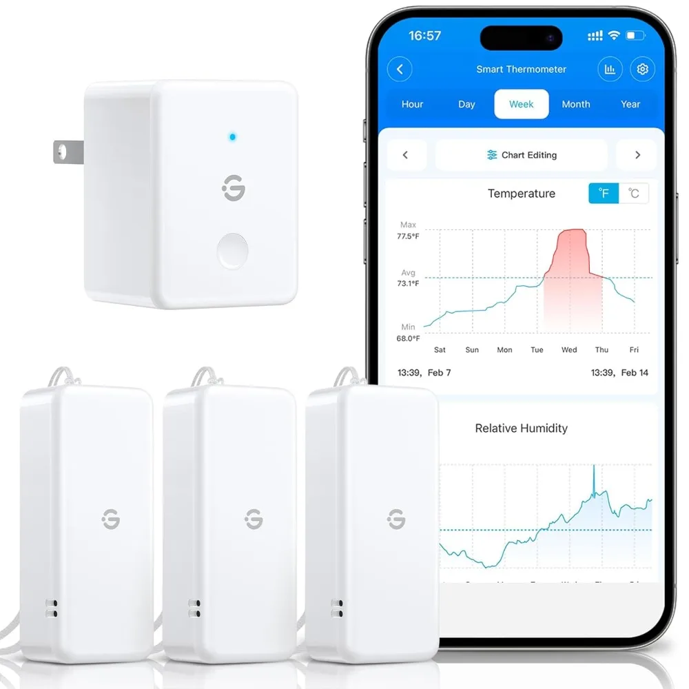 

Умный Wi-Fi-гигрометр, термометр, 3 шт. с оповещениями приложений для домашнего подвала винного погреба