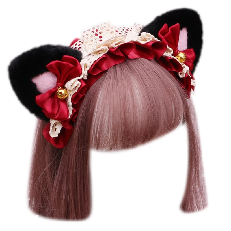 halloween cosplay acessórios cabelo bandana para orelhas gato renda sino headdr transporte da gota