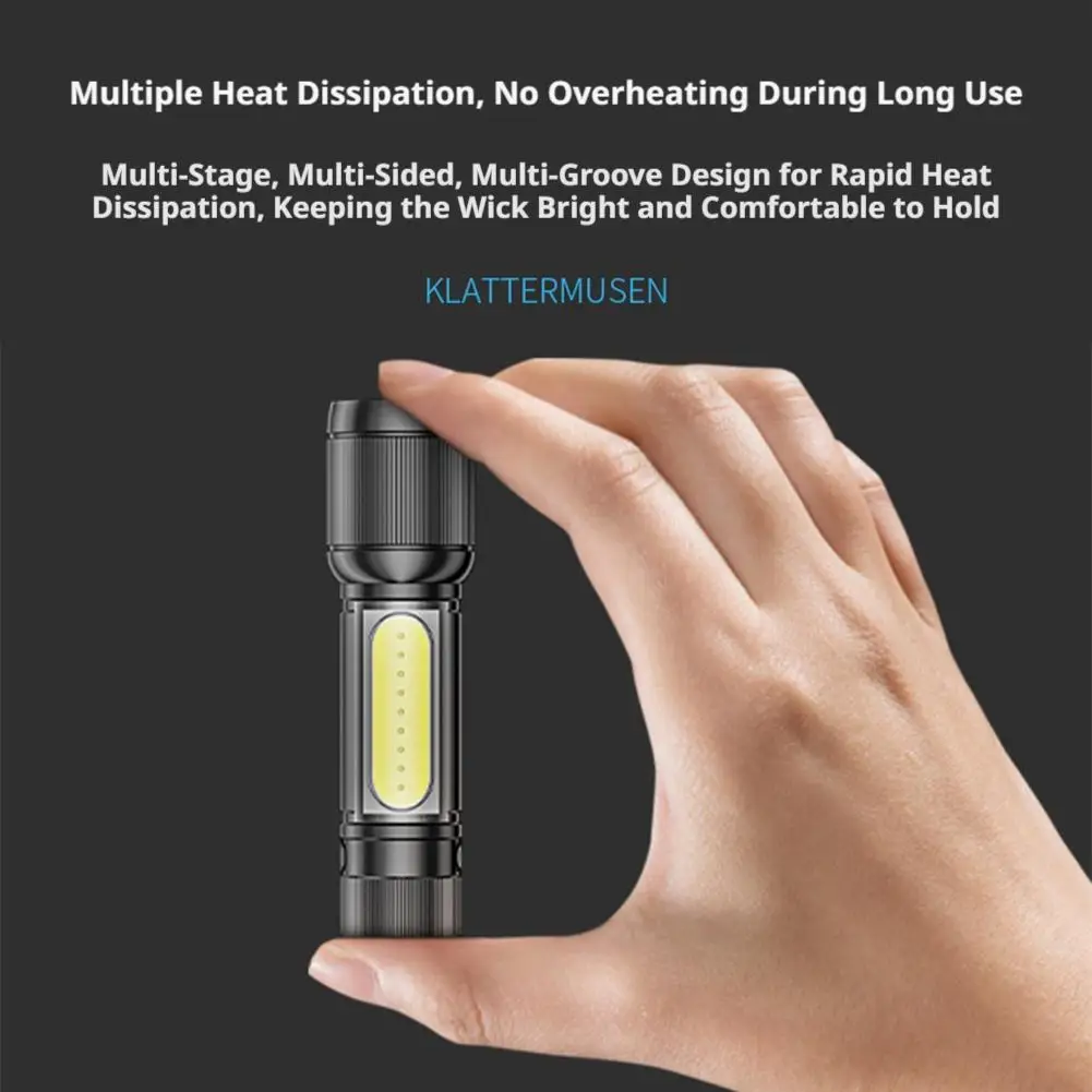 Zoomable LED Work Light 140 Lumens Rechargeable Pocket Flashlight With Clip Emergency Spotlight Handheld Mini Torch