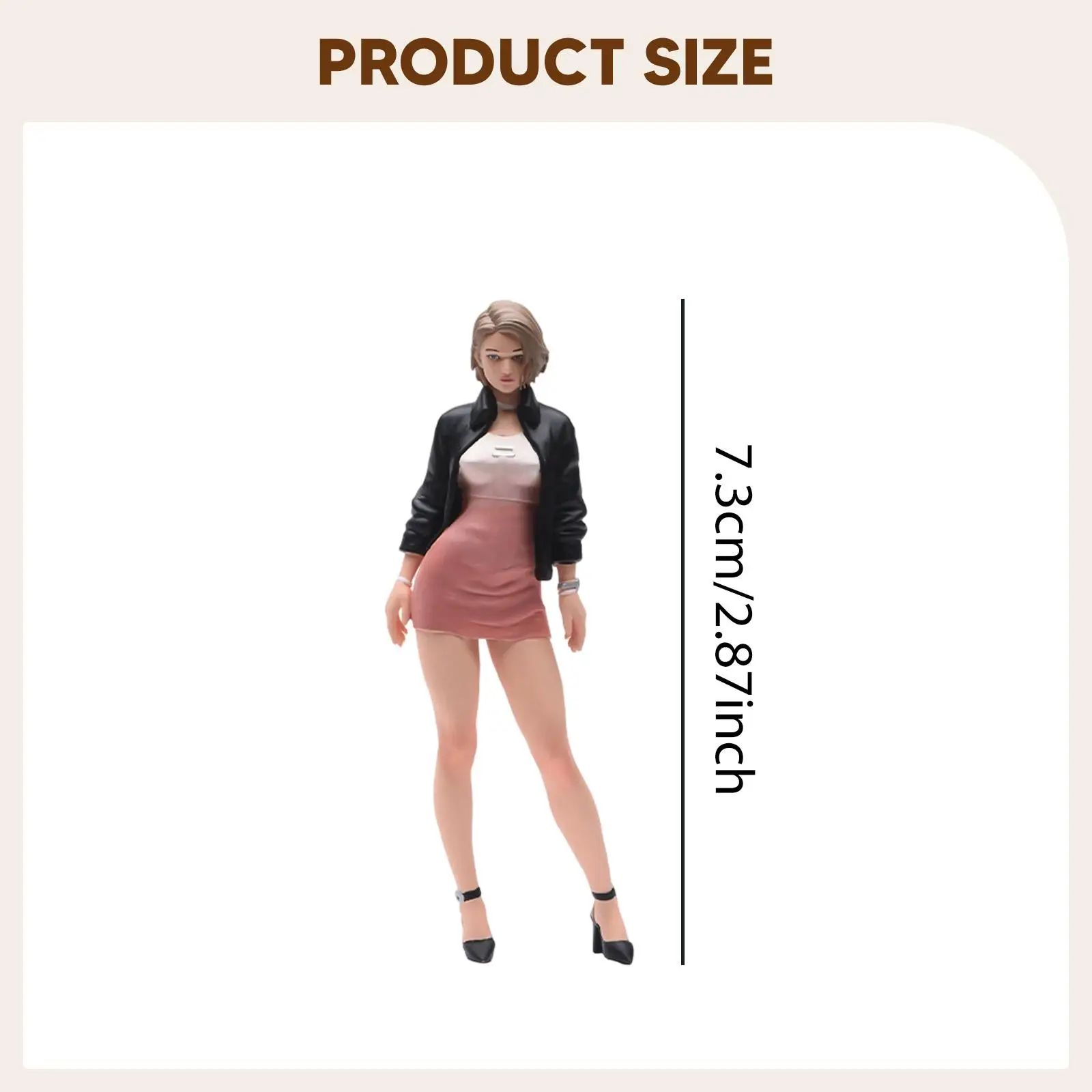 1:24 Cool Girl Miniature Figure, Painted Trains Architectural Models Tiny Layout Prop Mini Model Diorama, Mini People Figurine