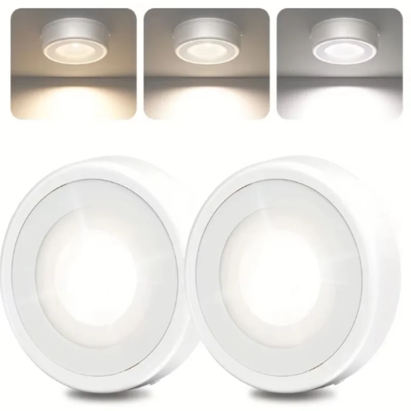 

Cordless LED Puck Lights 6P - 3 Dimmable Colors, 500mAh Battery, Touch Sensor for Kitchen, Hallway, Closet & Cabinet​