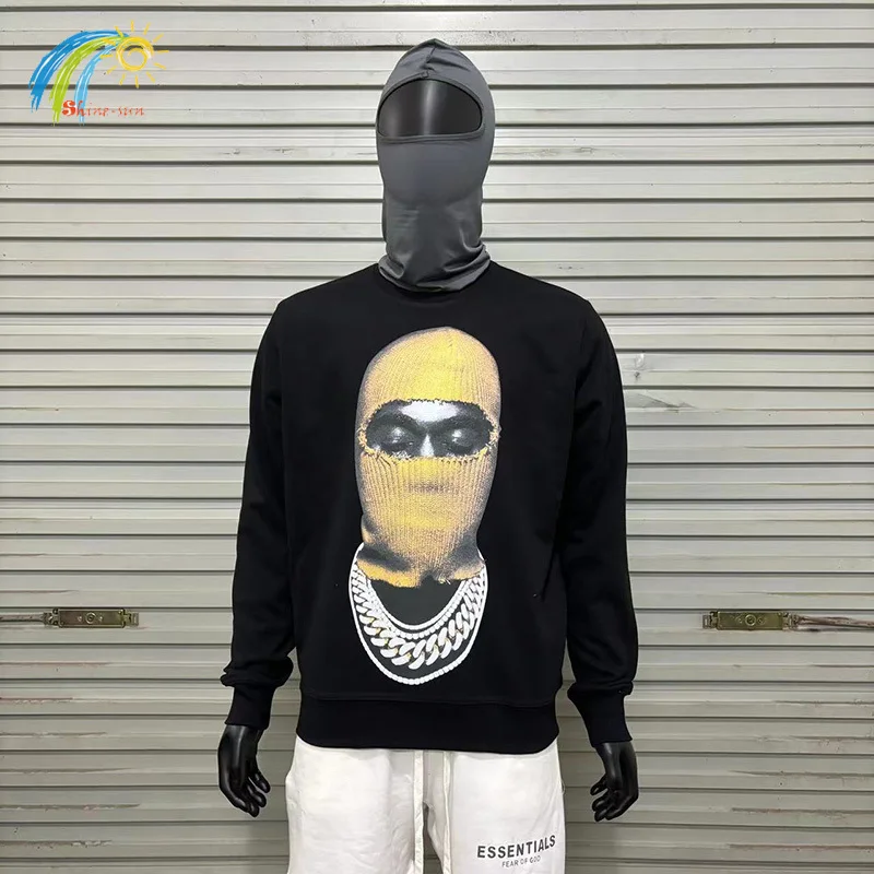 

Autumn Winter Best Quality Orange Masked Man Printing IH NOM UH NIT PARIS Sweatshirts Men Women Black White Loose Pullovers