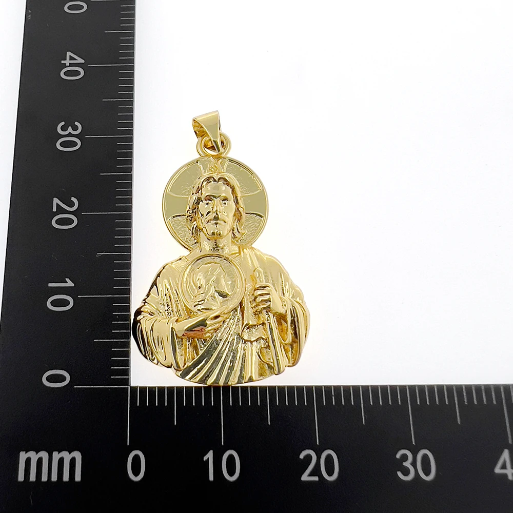 Vintage Medal Jesus Pendant CZ Zircon Metal Amulet Geometric Necklace Keychain Accessories For Women Men DIY Jewelry Making