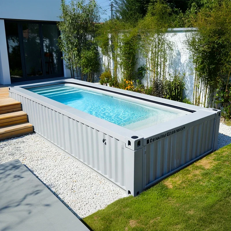 Versatile 40ft Container Pool with Convertible Cover and LED Lighting, The Ultimate Family Entertainment Center for Everyday Use