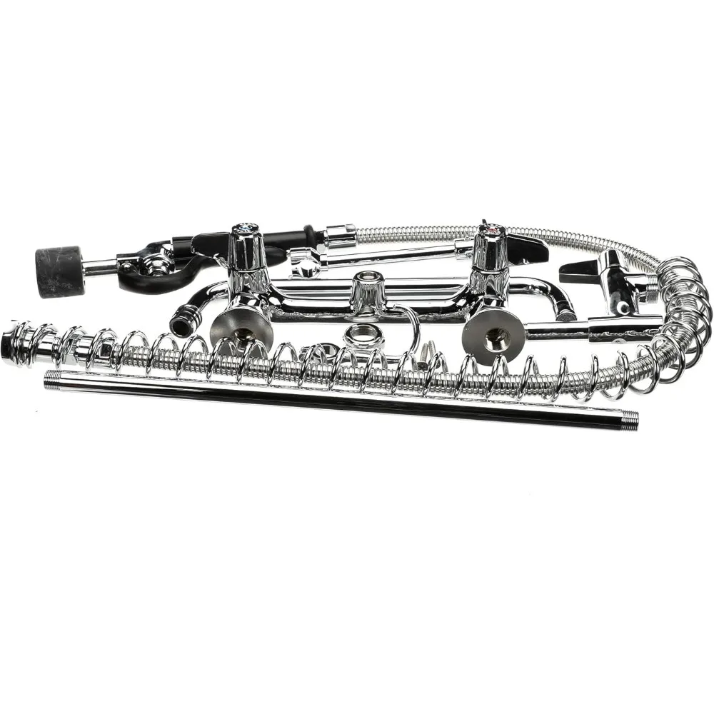 

T&S Brass 8-Wall Mount Low Flow Pre-Rinse Faucet with 12 Swing Nozzles, Silver Finish