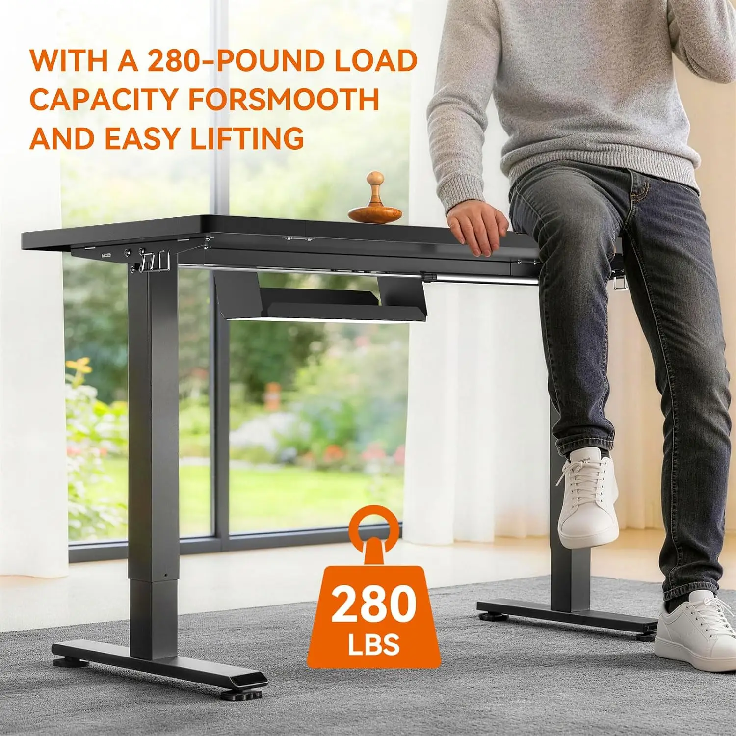 Electric Height Adjustable Standing Desk 55x24 Inch Sit Stand Computer Table Memory Preset Cable Management, Customized