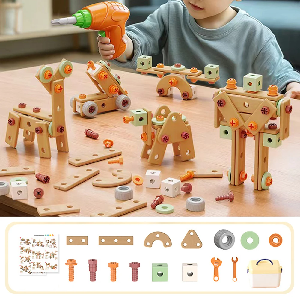 

Wooden Tool Playset For Kids Boys Educational Screwdriver Assembling Children's Toys Montessori Stem Wooden Toy Birthday Gifts