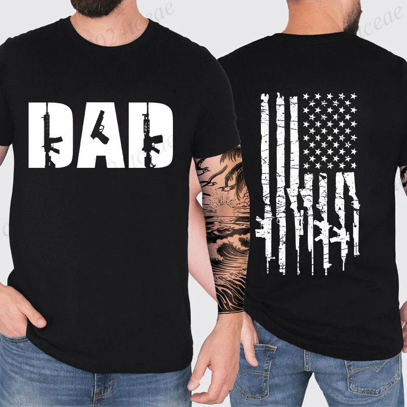 Dad Guns T-Shirts for Men Father's Day Gift Shirt Hunter Birthday Tees Short Sleeve Y2k Tops Fashion Oversized Male Clothing