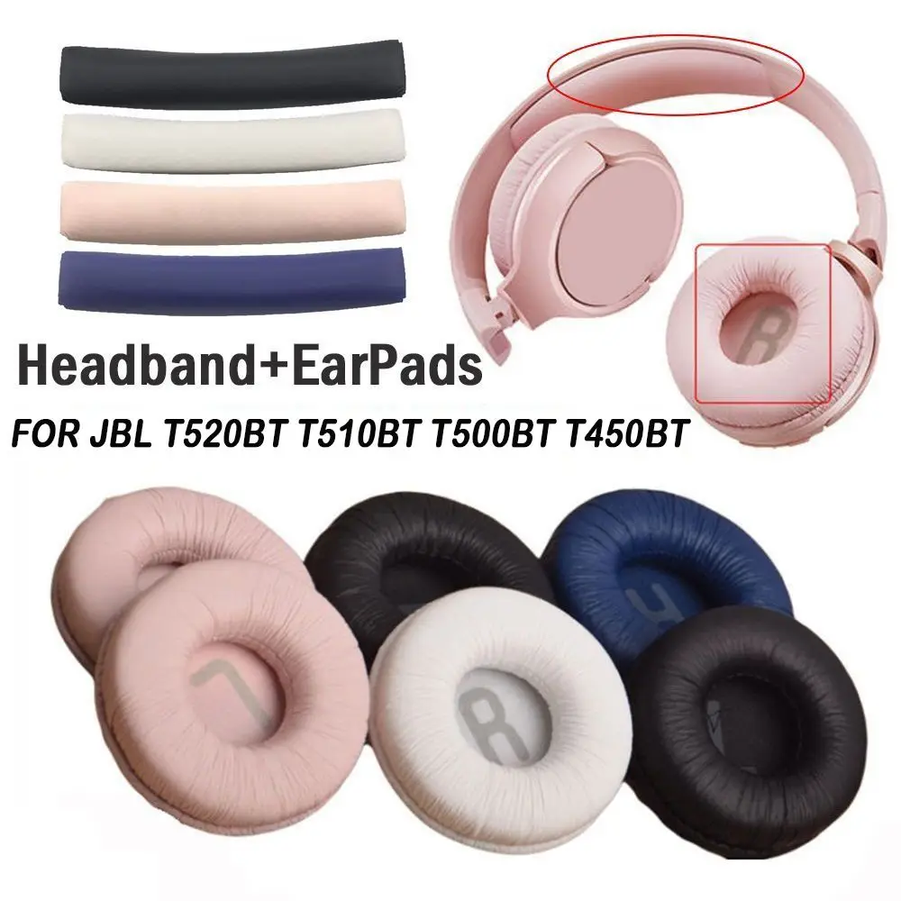 1 Pair Protein Leather Accessories Foam Ear Pads Headband Cushion Cover Replacement For JBL T520BT T510BT T500BT T450BT