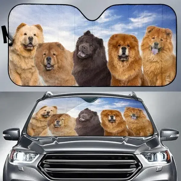 

Funny Chow Chow Team Blue Sky Pattern Car Sunshade, Auto Sunshade for Chow-Chow Lover, Gift for Dog Mom, Car Windshield Durable