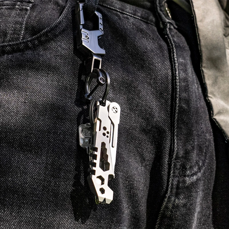 CNC 11 IN 1 Titanium Alloy Crowbar มีดที่เปิดขวดสําเร็จการศึกษาขนาดหกเหลี่ยมประแจ EDC เครื่องมือกลางแจ้ง Multifunction Camping