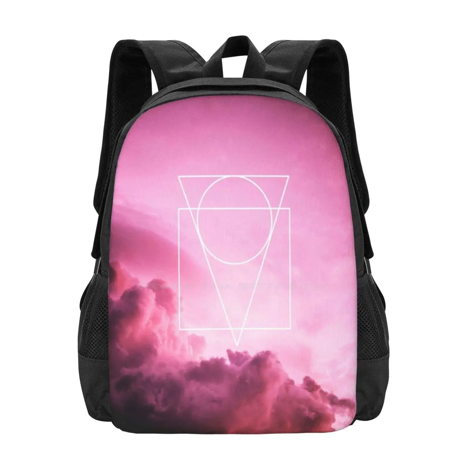 

Spectrum Hot Sale Schoolbag Backpack Fashion Bags Spectrum Pink Unisex Geometrc Shapes Geometry Triangle Circle Square Nature