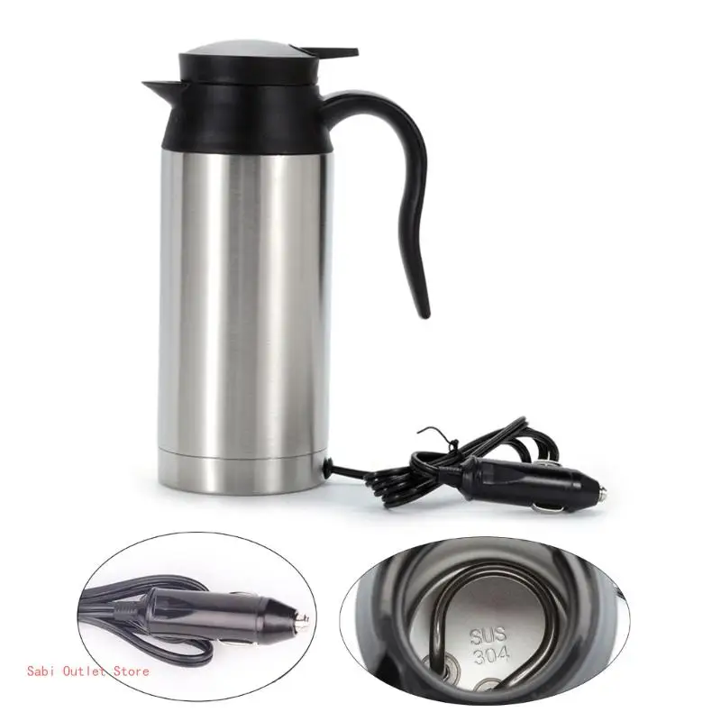 12V/24V Car Electric Travel Kettle, Portable Electric Tea Coffee Kettle for Car, Water Boiler Heater Automatic Shut Off