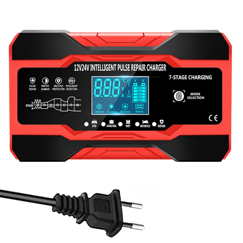 Imagem -04 - Carregador de Bateria de Carro 12v e 24v Inteligente Totalmente Automático Carregador de Bateria Mantenedor Trickle Carregador com Compensação de Temperatura 10a