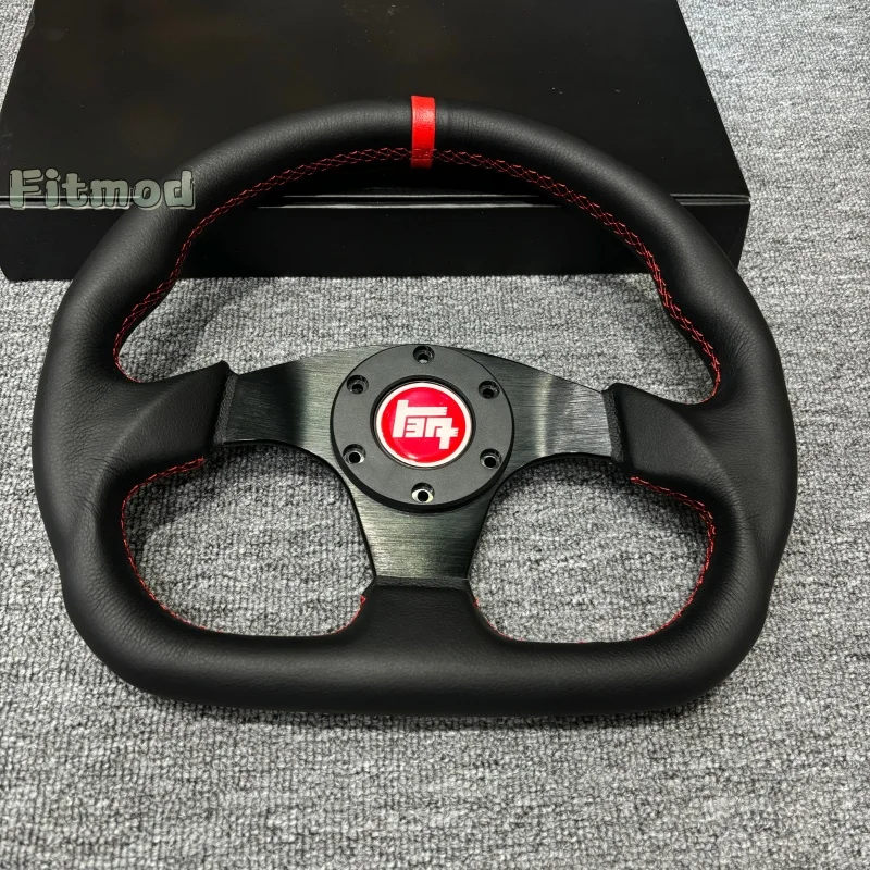 

JDM 12.5 inch 320MM D-shaped Red stitched leather Suede Steering Wheel Flat Racing Sports Gaming Steering Wheel PCD70MM