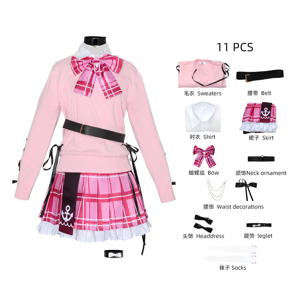 

Anime YouTuber Hololive Minato Aqua Cosplay Costume JK Uniform Outfit Shirt Skirt Halloween Carnival Party Disguise Suit