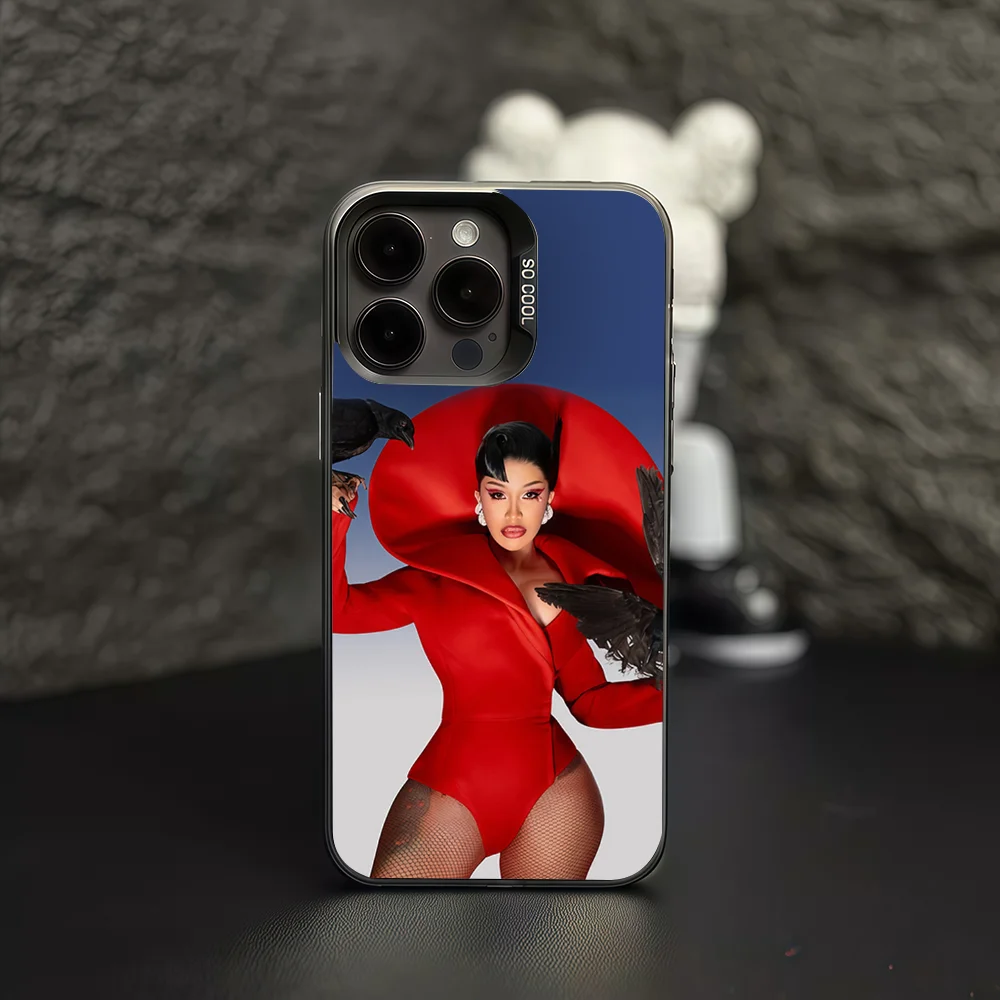 المطربين C-cardi B جراب هاتف آيفون 12 11 13 14 15 16 17 ماكس برو بلس غطاء حماية صغير IMD اللون