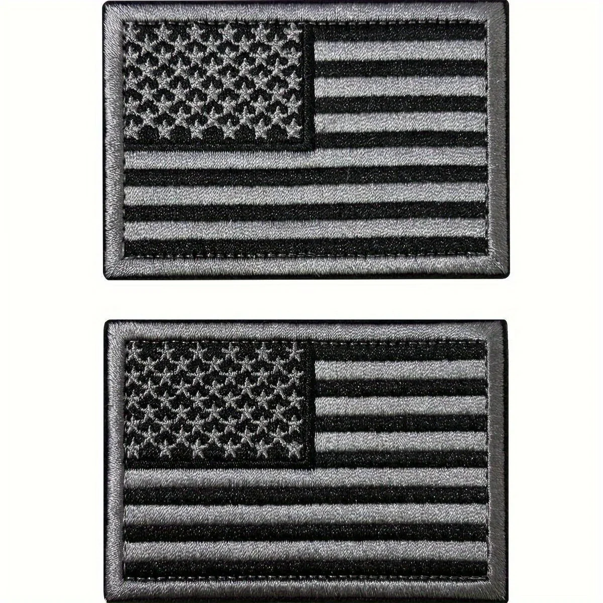 2pcs USA Flag Patch Set - Black & Army Green, Black & Gray American Flag Embroidered Patches for Hats, Jackets, Backpacks