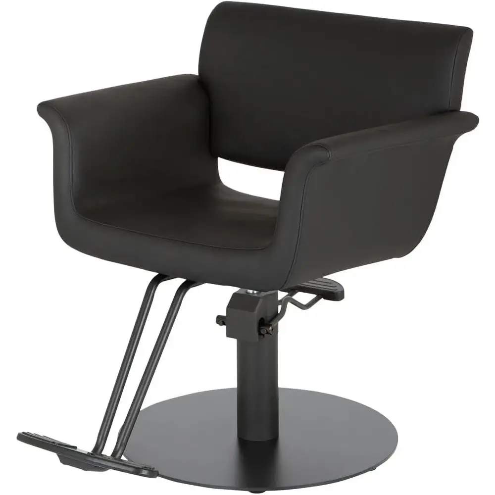 

Стильное черное виниловое кресло для салона с черной строчкой и латексным основанием