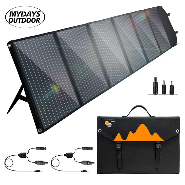 Mydays Outdoor Convenient Carrying PET 200w Foldable Portable Camping Solar Panel for Hiking Picnic