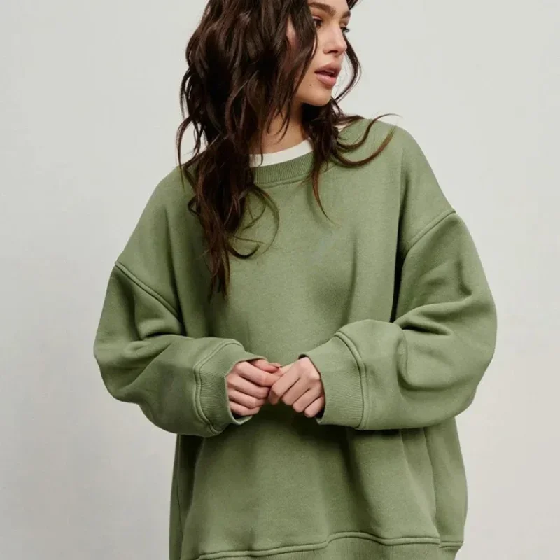 Wolfeel Oversized Hoodies & Sweatshirts for Women Autumn Winter Thick Warm Fleece Sweatshirt Girls Streetwear Loose Pullovers
