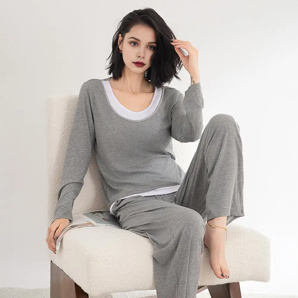 

Spring and Autumn New Ladies Pajamas Homewear Set of Long-Sleeved Autumn and Winter Homewear Women Plus Size Pajamas Set