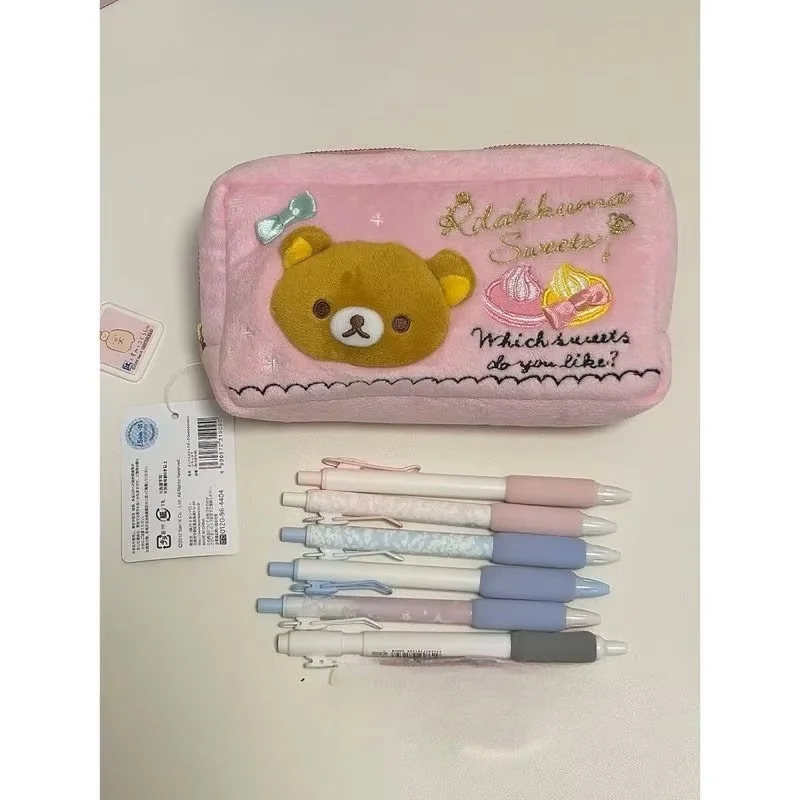 New Sanx Rilakkuma Vintage Sweets Series Plush Pencil Case Soft Pink Cute Zipper Stationery Storage Pouch For Daily Use view 5