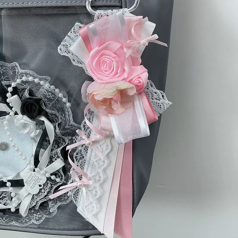 Lolita Bownort Keychain Pendant. Lolita Ita Bag Decoration. Handmade Anime Cosplay Crafts. Luxury Quadratic Element Rosette