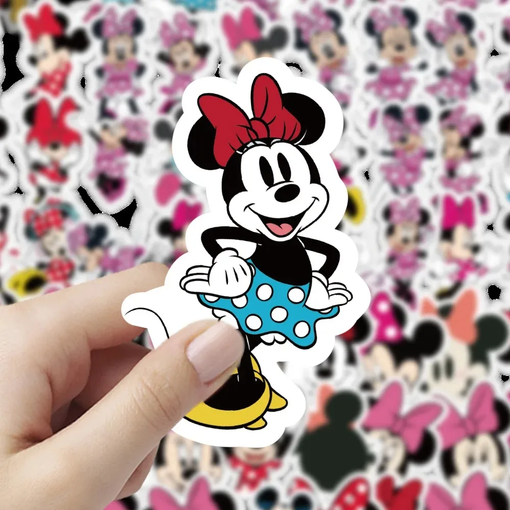 50 Stück Cartoon Minnie Maus Aufkleber Niedliche Notizbuch-Handy-Kühlschrank-Wandtattoos Wasserfeste Graffiti-Scrapbooking-Sticker – Detail 4