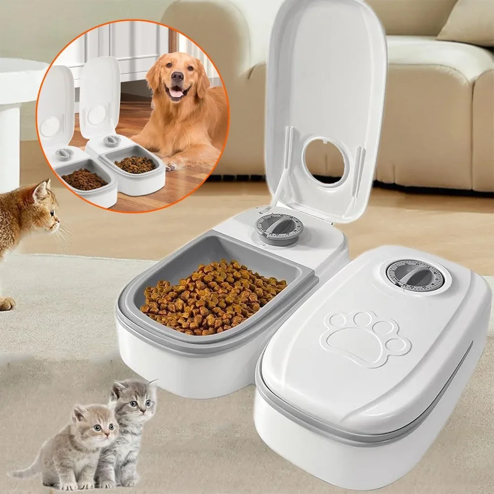 Distributore automatico di cibo per animali domestici, capacità 700 ml, ideale per cibo umido e secco, adatto a gatti e piccoli cani.