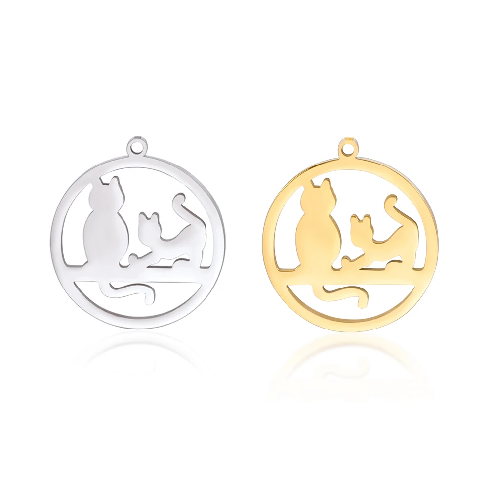 

5pcs/Lot Stainless Steel Cute Cat Charms For Jewelry Making Wholesale Women Necklace Earrings Animals Pendants Accessories Diy