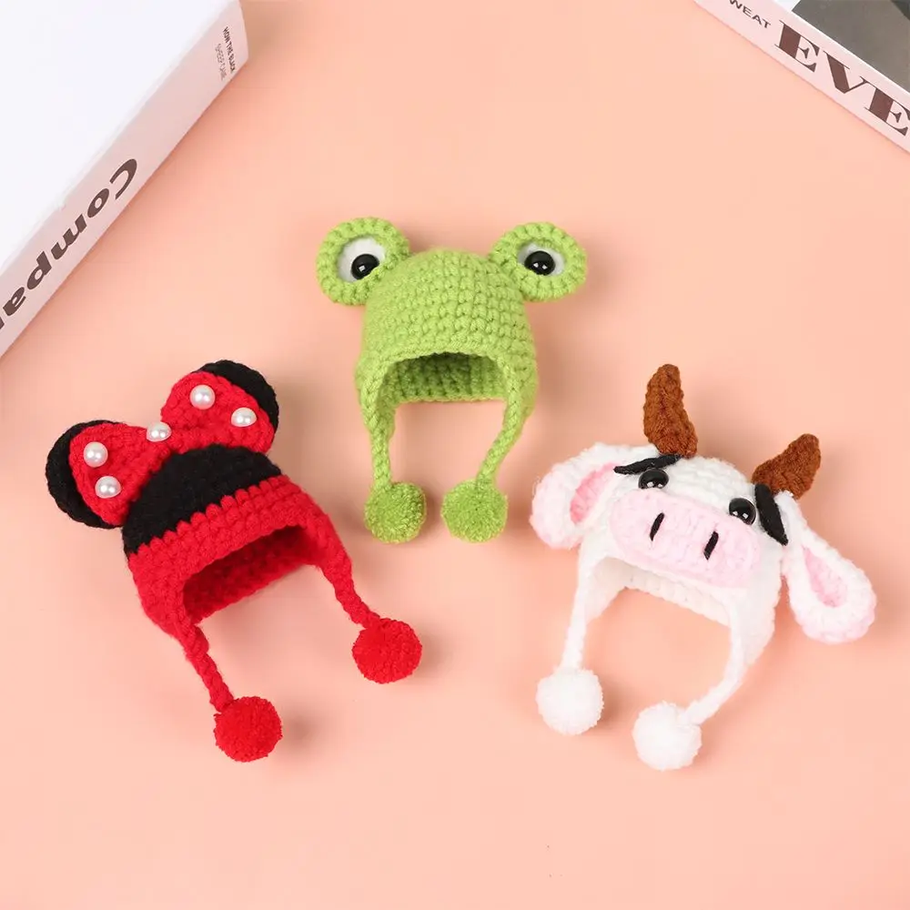 For 1/12 Bjd Fashion Cloth Doll Clothes Accessories Cartoon Knitted Hats 1/12bjd Hat Animal Ear Caps Doll Knitted Hat