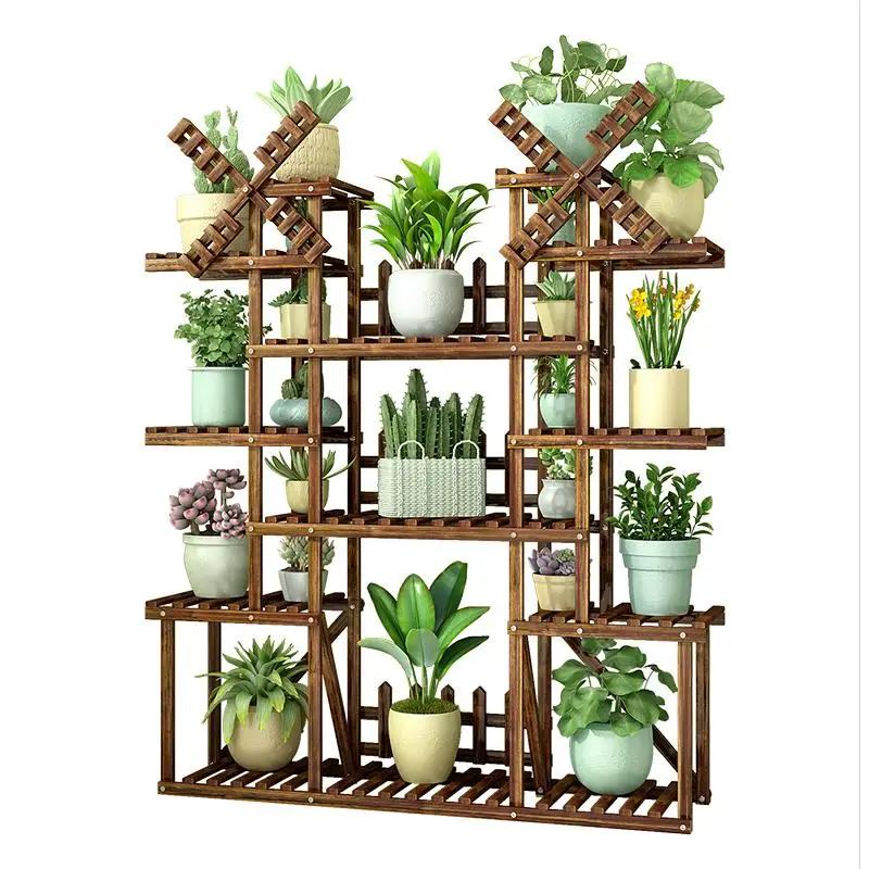 

Flower shelf multi-storey indoor special racks balcony wrought iron living room solid wood fleshy floor plant pot rack