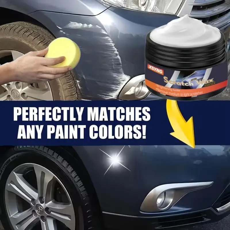Car scratch repair wax, containing sponge wiping, repairs defects and scratches, protects paint surface