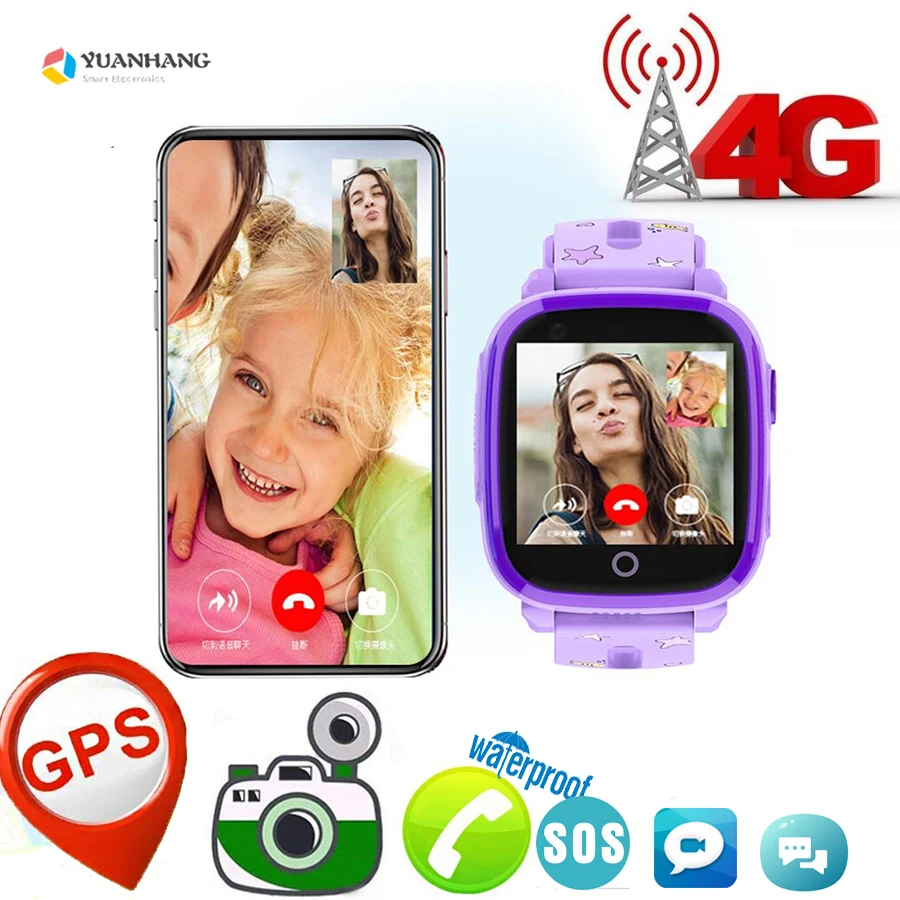 

IP67 Waterproof Smart 4G GPS Tracker Locate Kid Student Remote Camera Monitor Smartwatch Video SOS Call Android Phone Watch