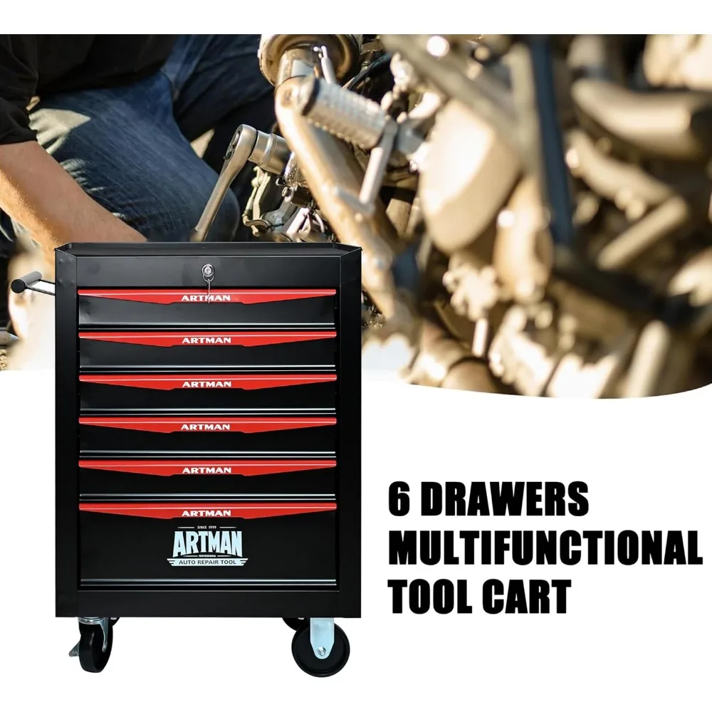 Cassapanca multiuso per riporre gli attrezzi con 6 cassetti, cassetta degli attrezzi per organizer per carrello resistente per l'efficienza del magazzino