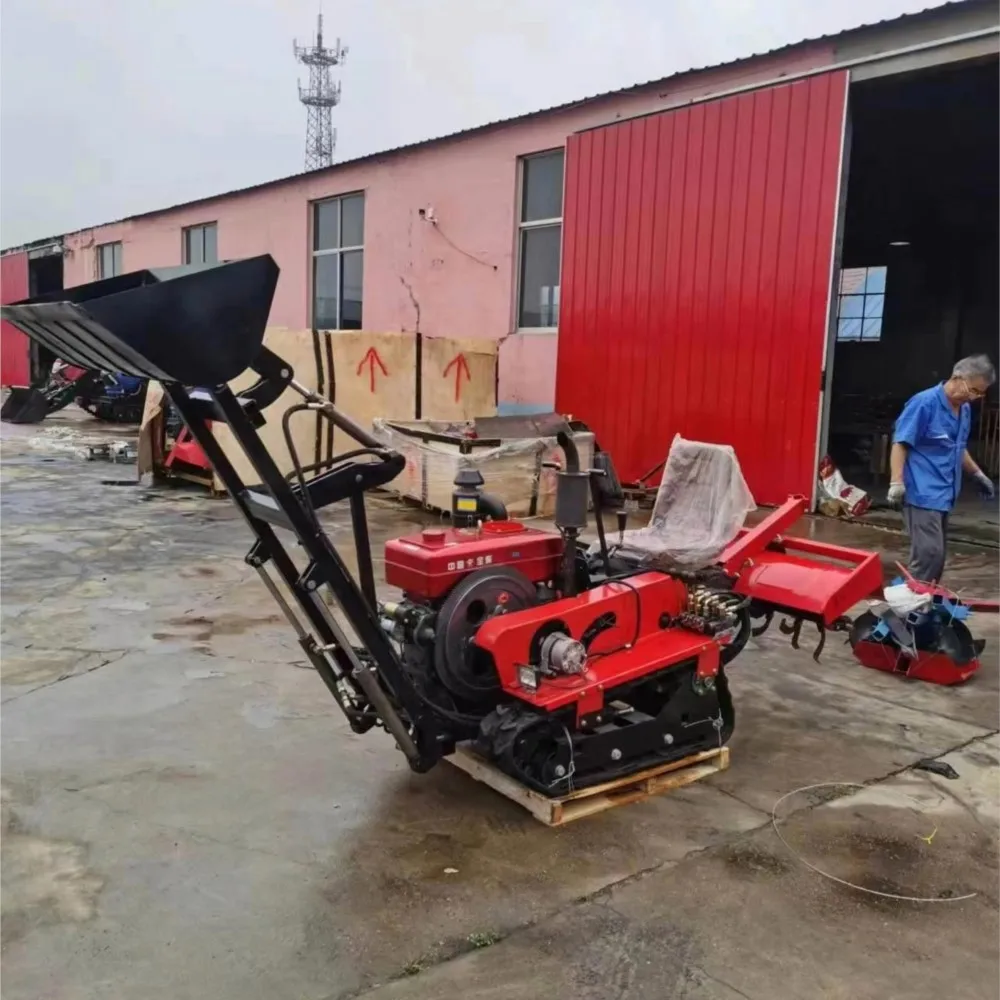 Multifunctional Trench Digging Agricultural Tractor Remote Control Orchard Greenhouse Tracked Micro Tiller Weeding Rotar