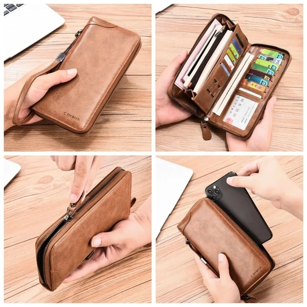 

Модный кошелек-клатч на молнии с большим отделением для монет, деловой кошелек-клатч, держатель для карт и удостоверений личности, дорожный.