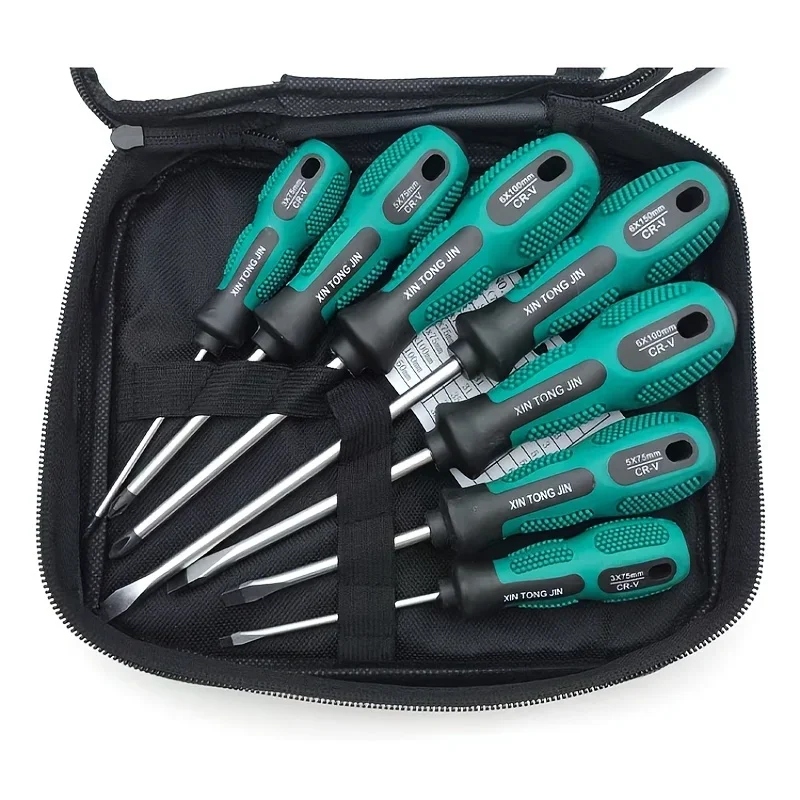 Magnetic Screwdriver Set Professional Cushion Grip 5 Flat Head and 4 Phillips Tips Screwdriver Non-Slip for Repair