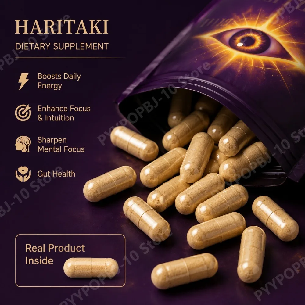 Haritaki Capsules Terminalia Chebula 500mg, Ayurvedic Third Eye Formula, Gut Health, Energy & Mental Focus Support, 60 Capsules