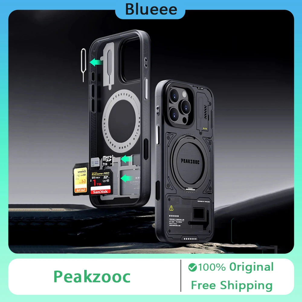 

Персонализированный чехол для телефона Peakzooc, магнитный кронштейн для притяжения, кронштейн для хранения карт SD/TF/SIM для IPhone16 ProMax