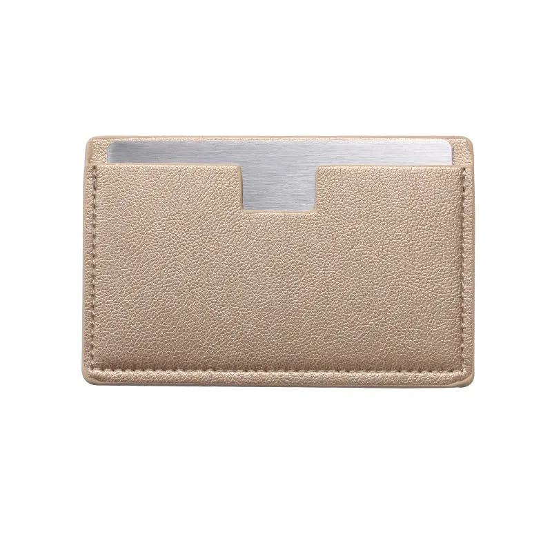 Stainless Steel Card Cosmetics Mirror Portable Mini Unbreakable Makeup Mirror Shatter Proof Leather Sleeve Pocket Size Mirror