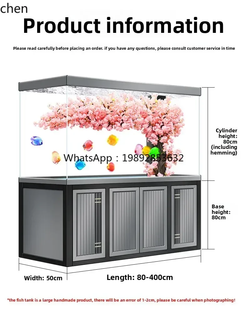 

T2-27 Large Fish Tank Ultra Clear Glass Aquarium Bottom Filter Lazy No Water Change Needed Living Room Home Screen Ecological