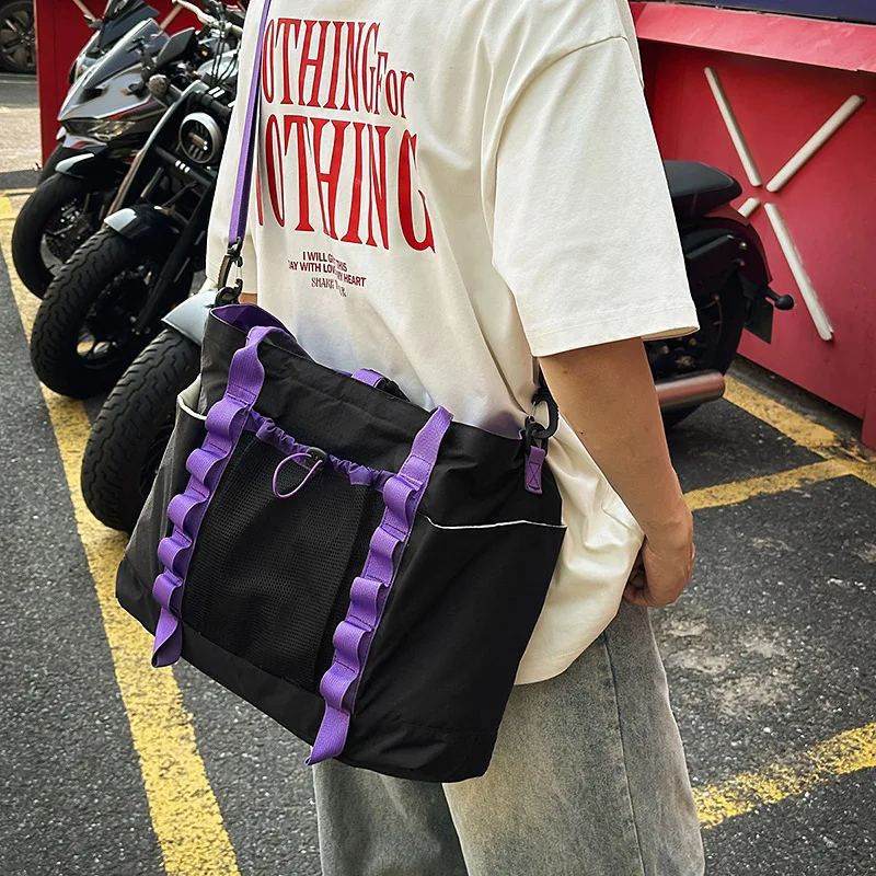 

Outdoor Multifunctional Water-Resistant Handheld Tote Bag 2025 New Plaid Drawstring Single-Shoulder Crossbody Bag for Men