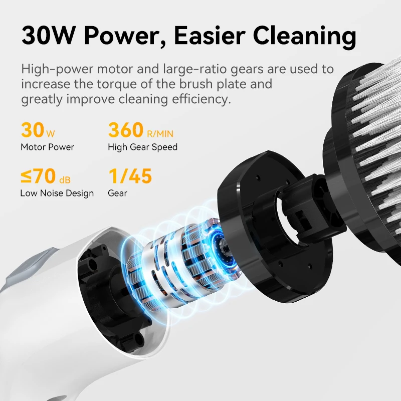 Electric Spin Scrubber Shower Scrubber Cordless Cleaning Brush with 7 Replaceable Brush Heads and Squeegee Adjustable Extension